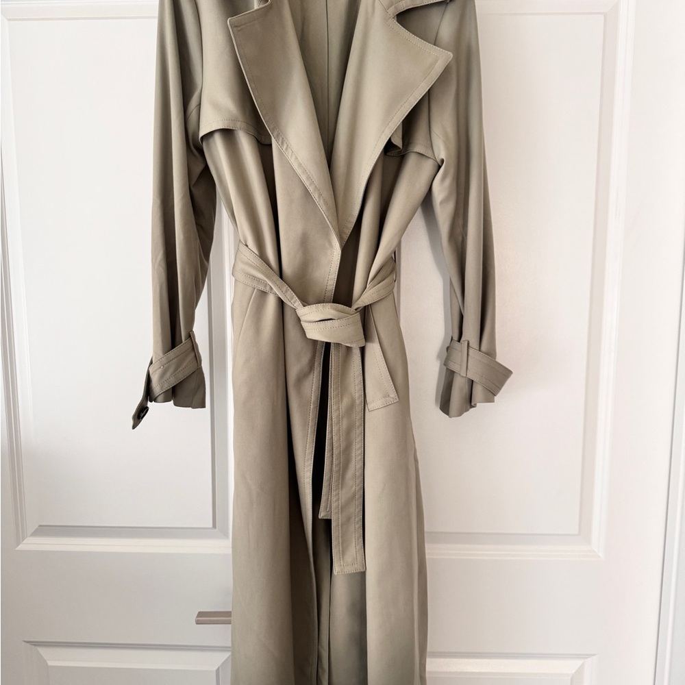 Ann Taylor Like Brand New Sage/Light Olive Drapey and Soft Trench Coat